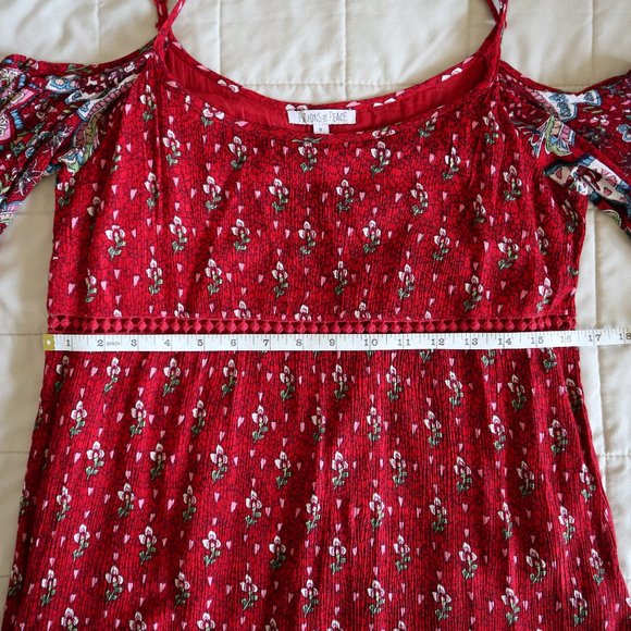 Patrons of Peace Red Cold Shoulder Bell Sleeve Dress - Picture 7 of 11
